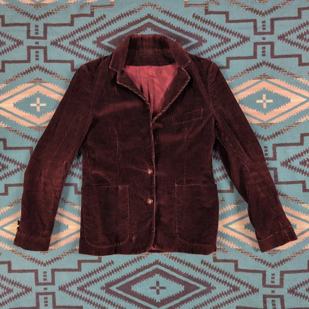 Oscar de la Renta Vintage Corduroy Blazer Burgundy Wine Women's Size 6 Portugal